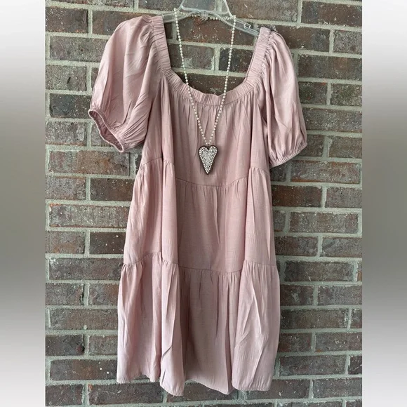 Made with Love Dusty Rose Babydoll Dress Size Large - Picture 3 of 8